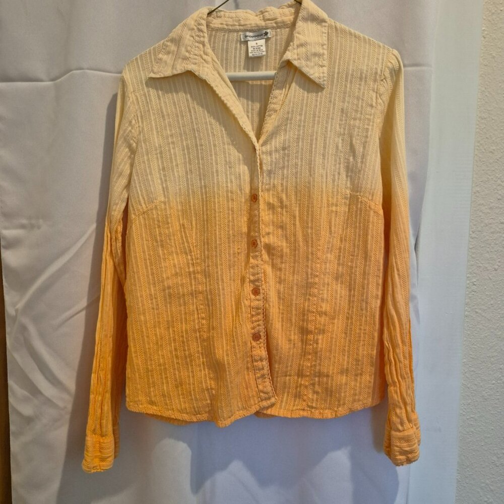 Provogue Long-Sleeve Button-Down in Orange/White Ombre